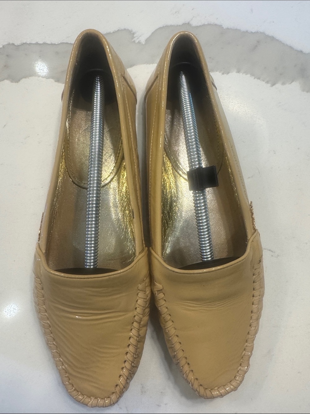 Prada Beige Leather Moccasin Loafers